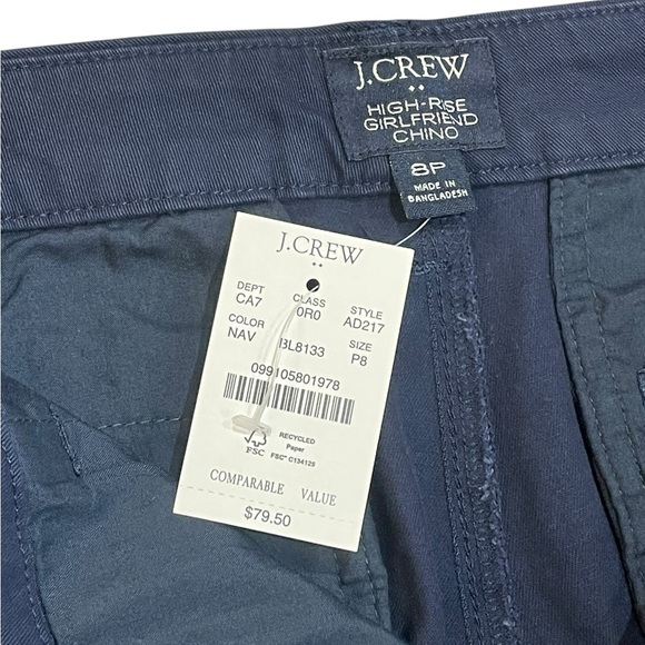J crew high rise girlfriend chino pants navy 8p NWT - Picture 3 of 3
